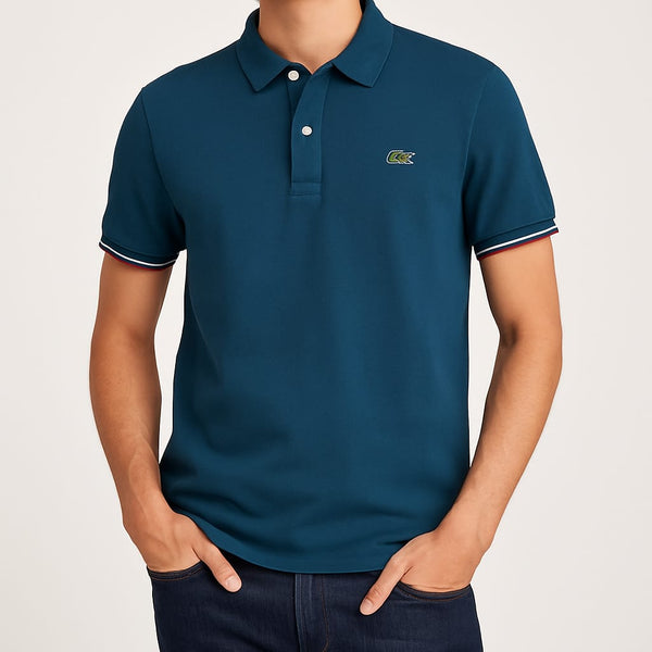LCT Regular Fit Polo Shirt Navy Blue Green Logo