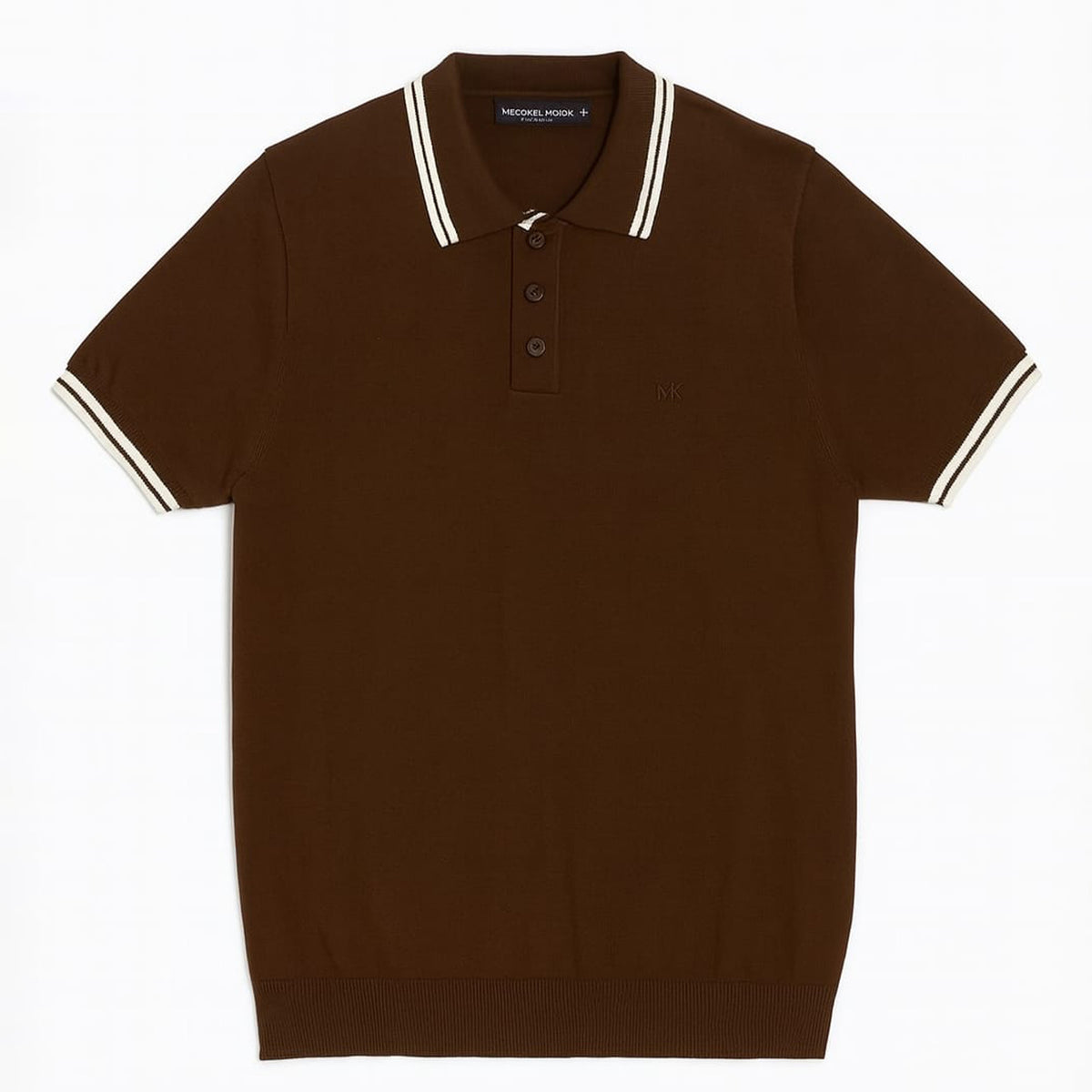 MK MENS LOGO SHORT SLEEVE COTTON POLO SHIRT BROWN