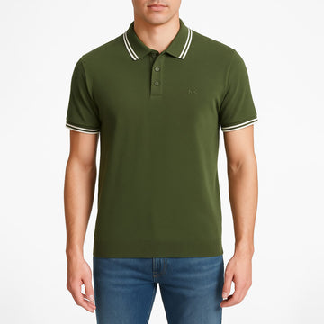 MK MENS LOGO SHORT SLEEVE COTTON POLO SHIRT GREEN