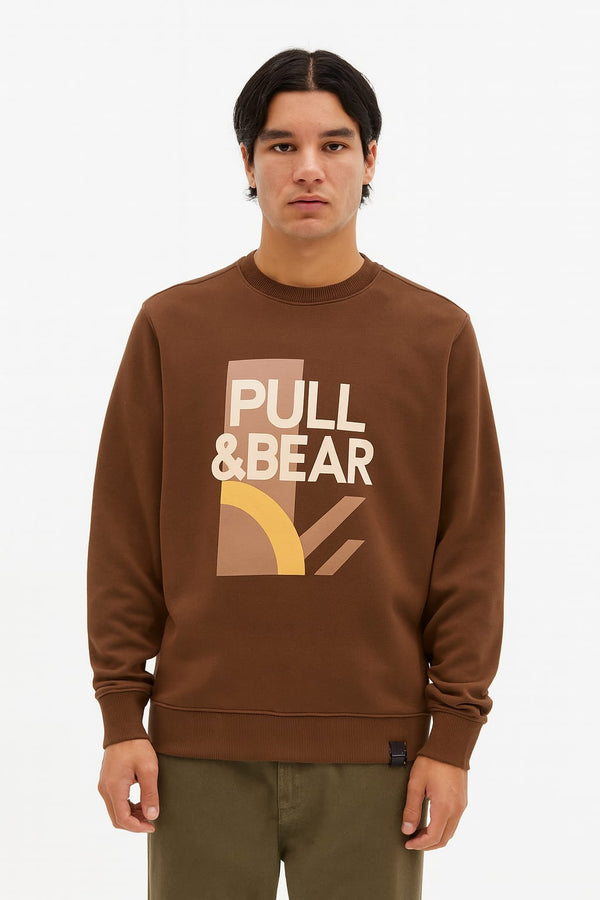 P&B Round Neck Basic Sweat Shirt Brown