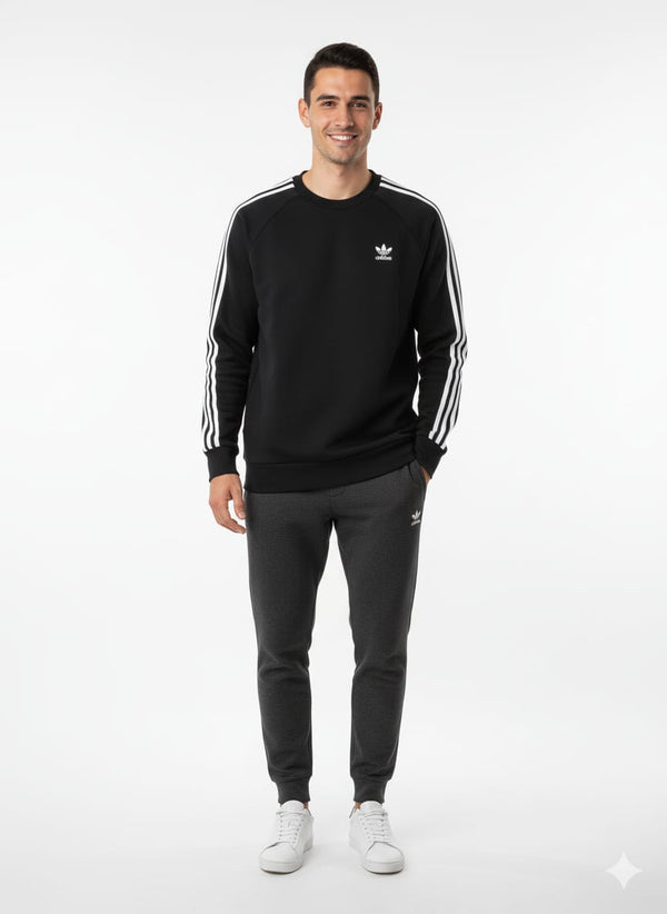AD-Essentials 3-Stripes Fleece Sweatshirt Black