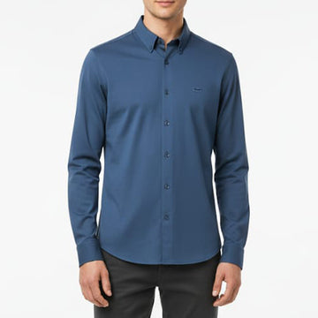 Lacoste Plain Button Down Shirt Zink color