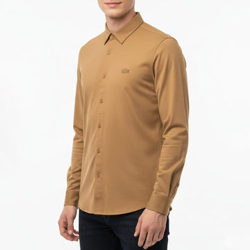 Lacoste Plain Button Down Shirt Brown color