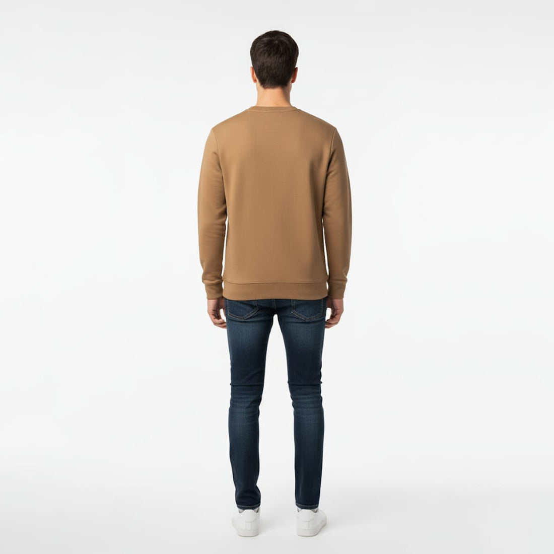 Lacoste - Printed Logo Fleece Crew Neck Sweatshirt (Camel)