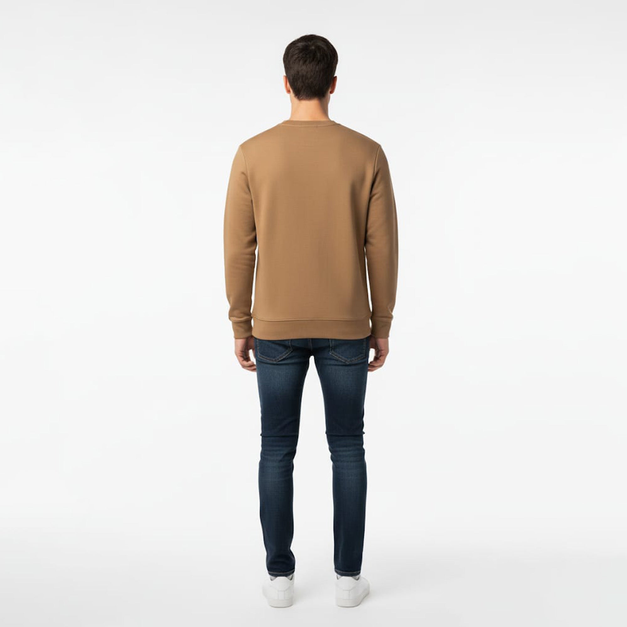 Lacoste - Printed Logo Fleece Crew Neck Sweatshirt (Camel)