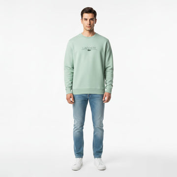 Lacoste - Printed Logo Fleece Crew Neck Sweatshirt (Sea Green)