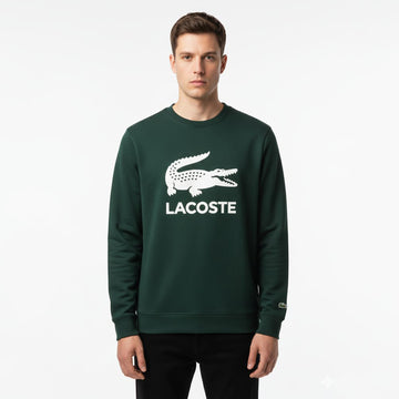 Lacoste Printed Logo Fleece Crew Neck Sweatshirt (Green)