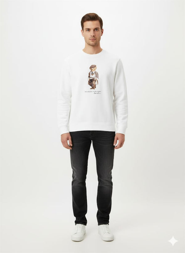 RL Fleece Pullover SweatShirt (White)(Imported)