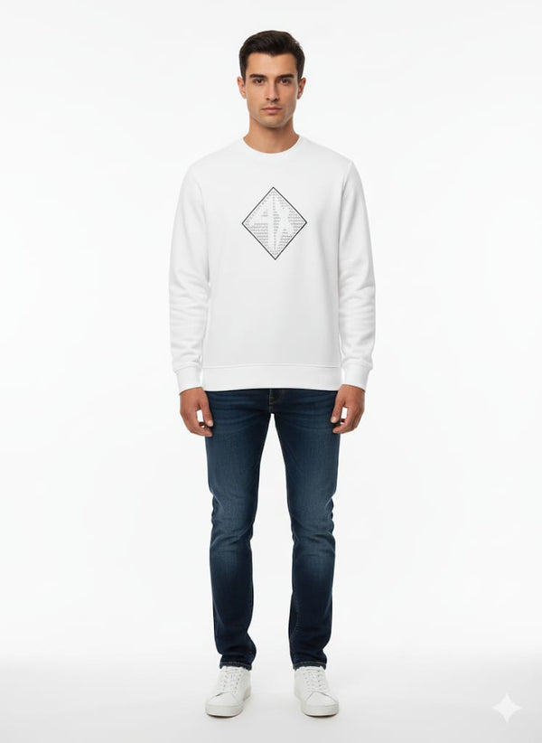 AE  Men White Embroidery Logo Sweatshirt