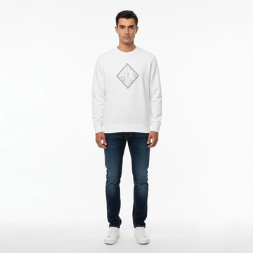 Armani Exchange Men White Embroidery Logo Sweatshirt