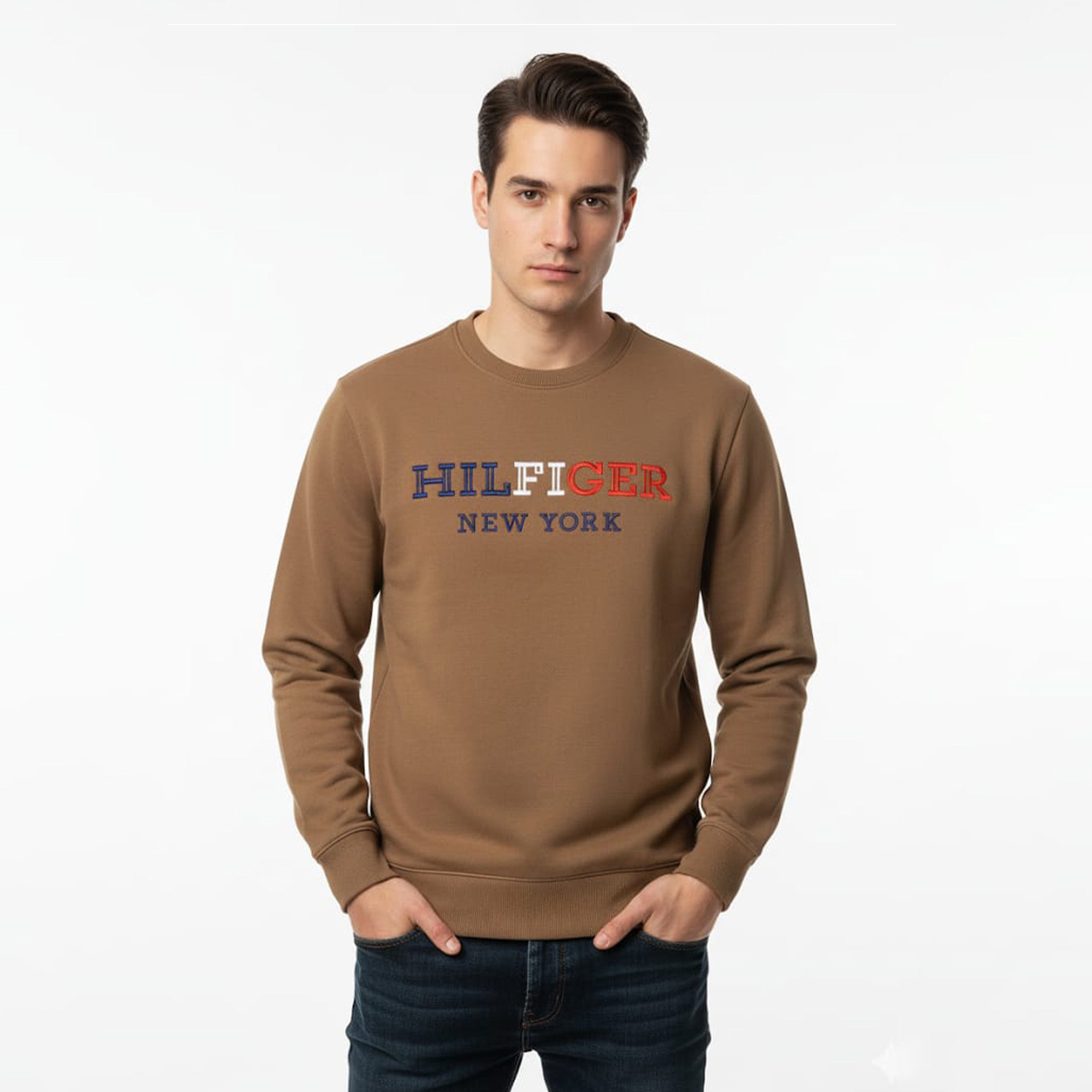 Tommy Hilfiger Men's Chest Logo Sweatshirt - Camel