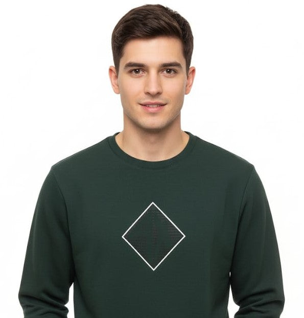 AE  Men Green Embroidery Logo Sweatshirt