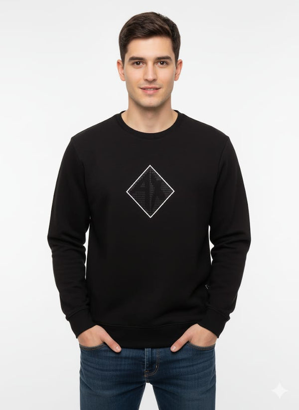 AE  Men Black Embroidery Logo Sweatshirt