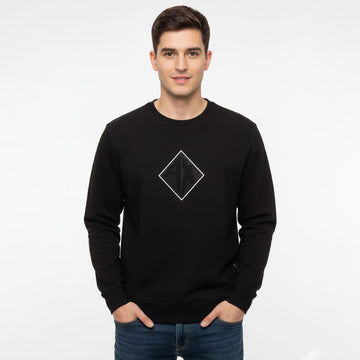 Armani Exchange Men Black Embroidery Logo Sweatshirt