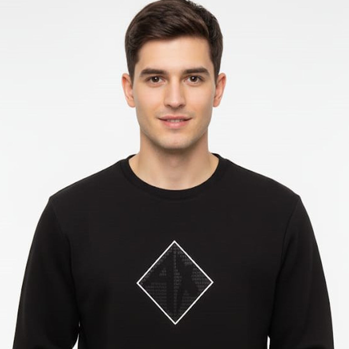Armani Exchange Men Black Embroidery Logo Sweatshirt