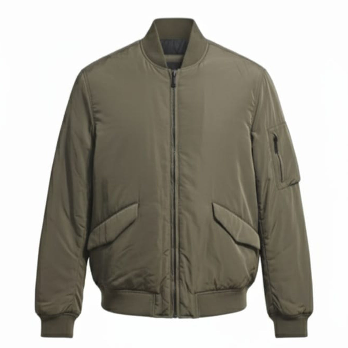 Massimo Dutti Olive Puffer Jacket