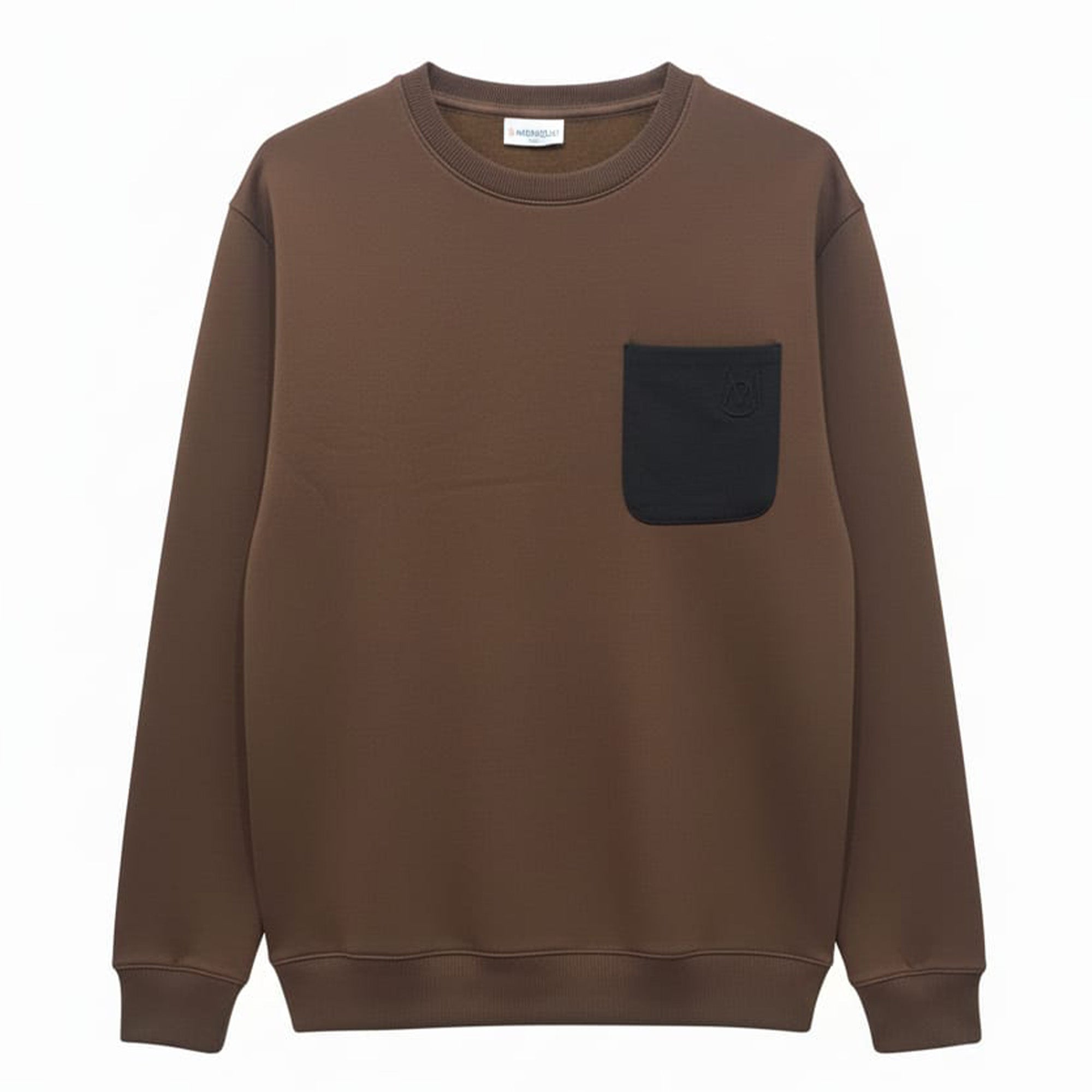 Moncler Cotton Fleece Sweatshirt with Suede Pocket Brown