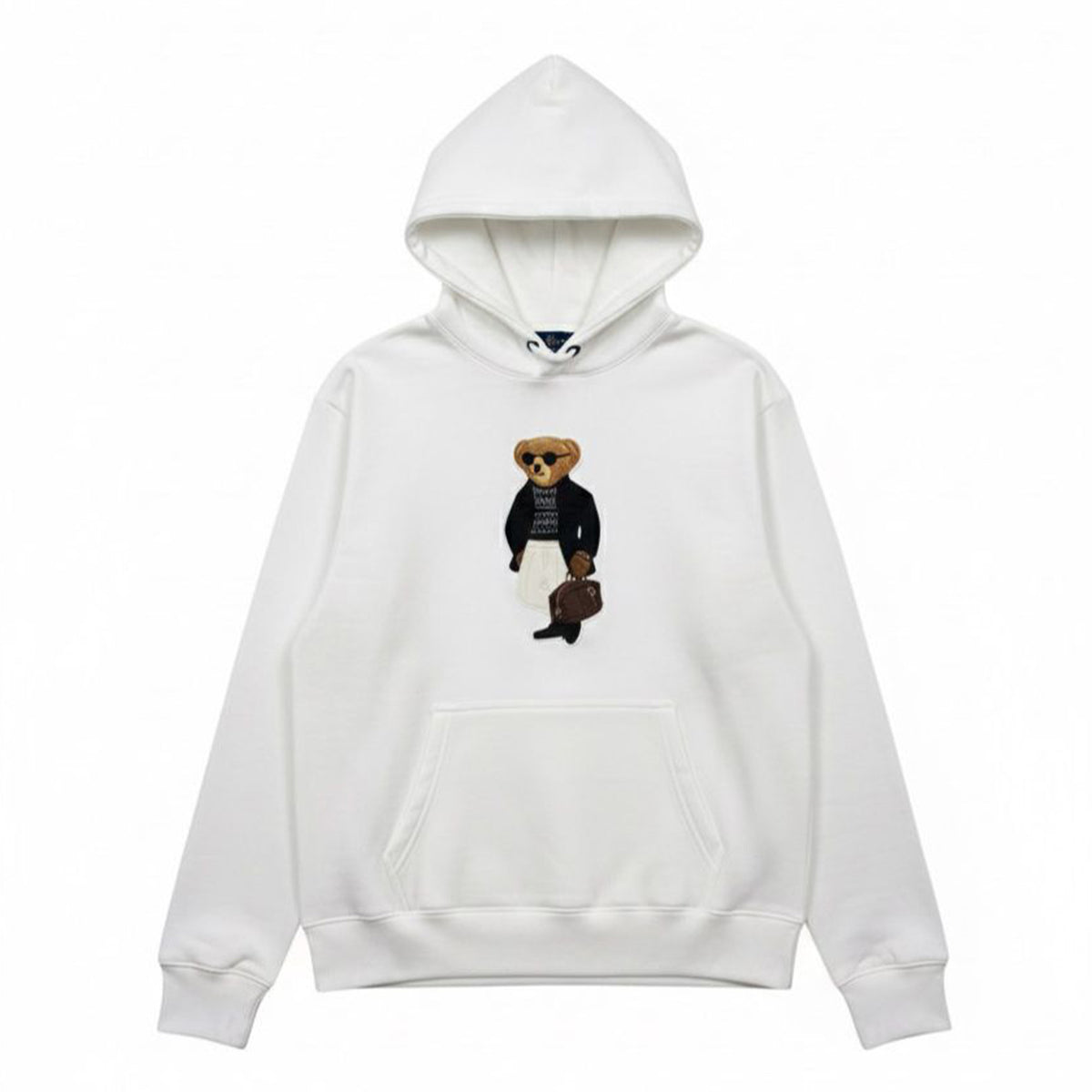 Ralph Lauren Premium Embroided Patch Bear Hoodie White