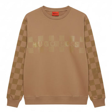 BOSS Men's Checkered Sweatshirt in Camel