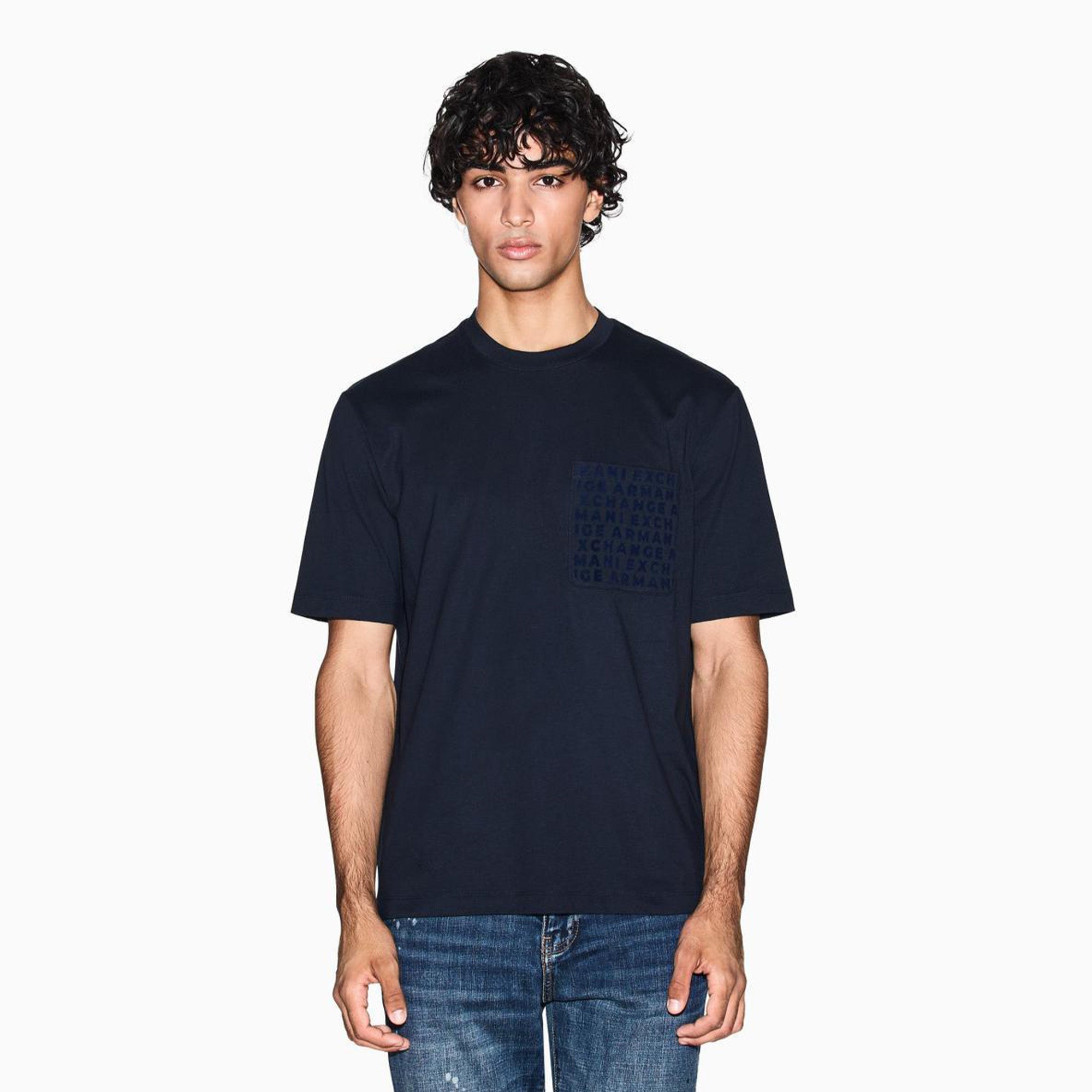 Armani Exchange Men's Pocket embroidery designs Navy Blue