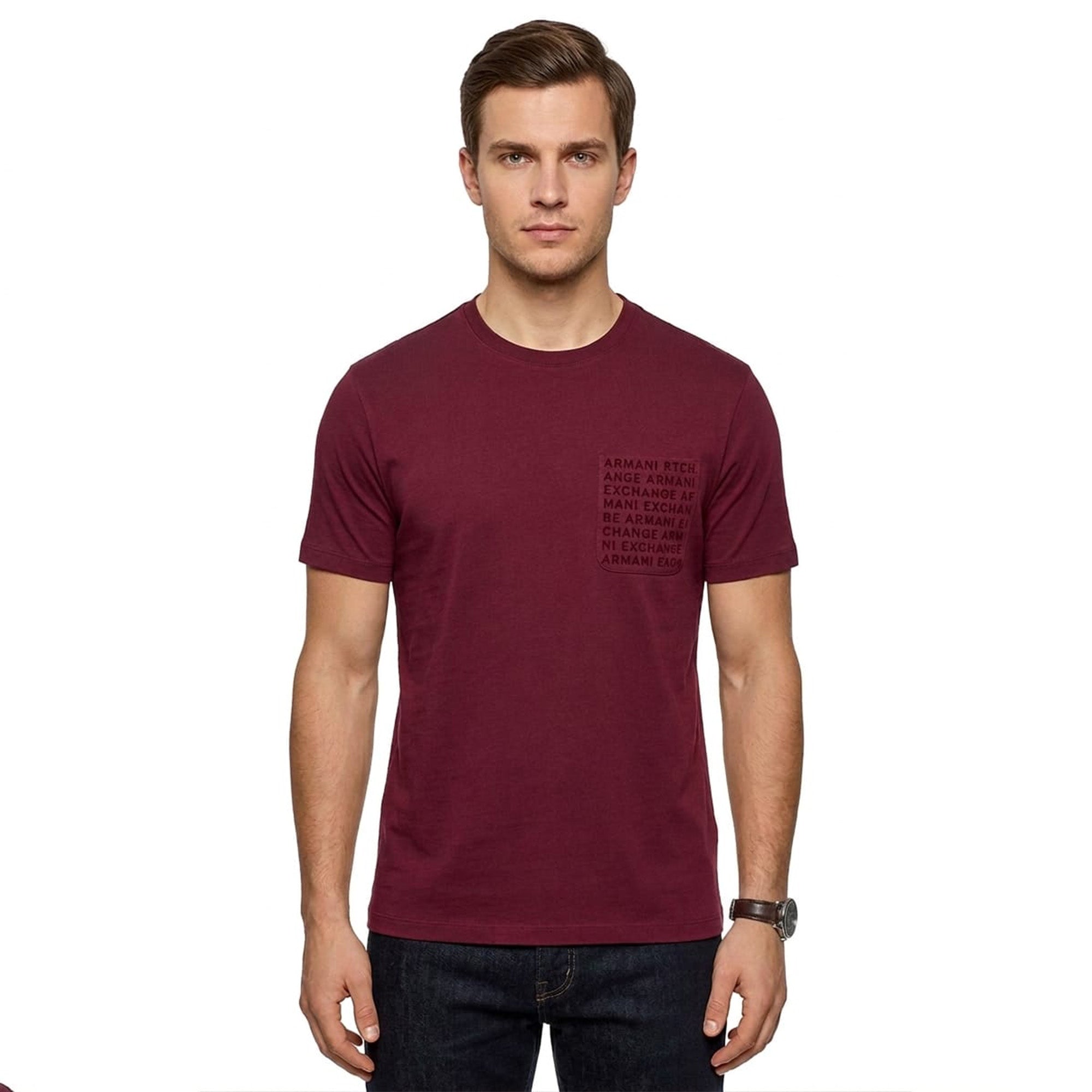 Armani Exchange Men's cotton T-Shirt - Mehroon