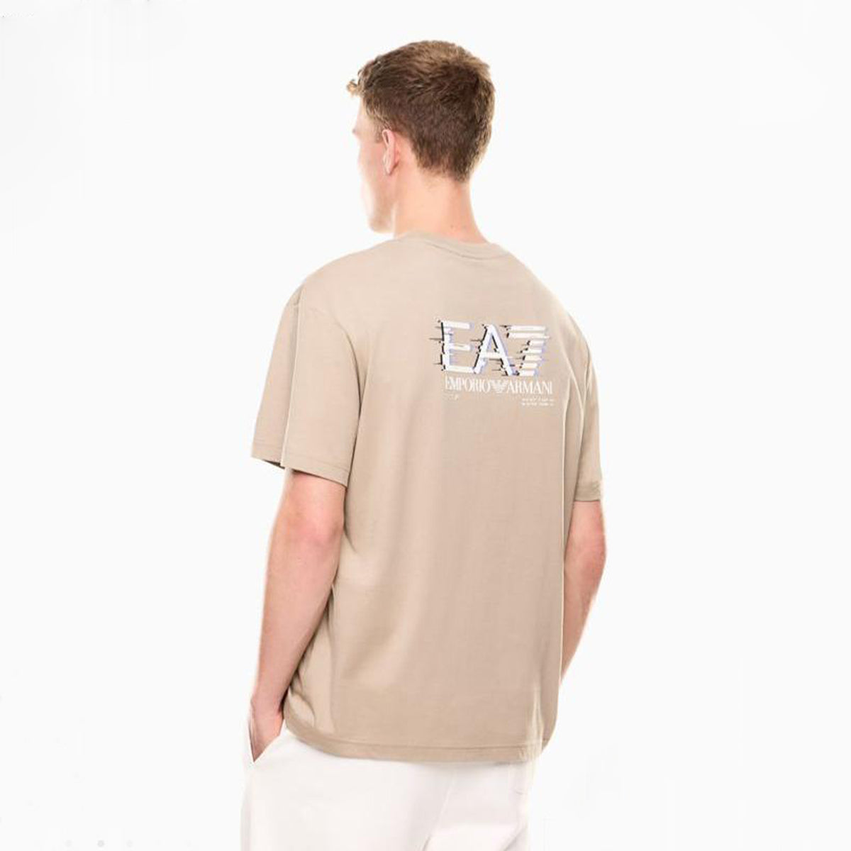 EA Men's EA7 Logo T-Shirt in Beige