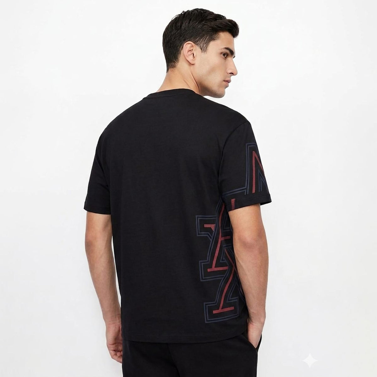 Armani Exchange Men`s Side PrintT-shirt  Black