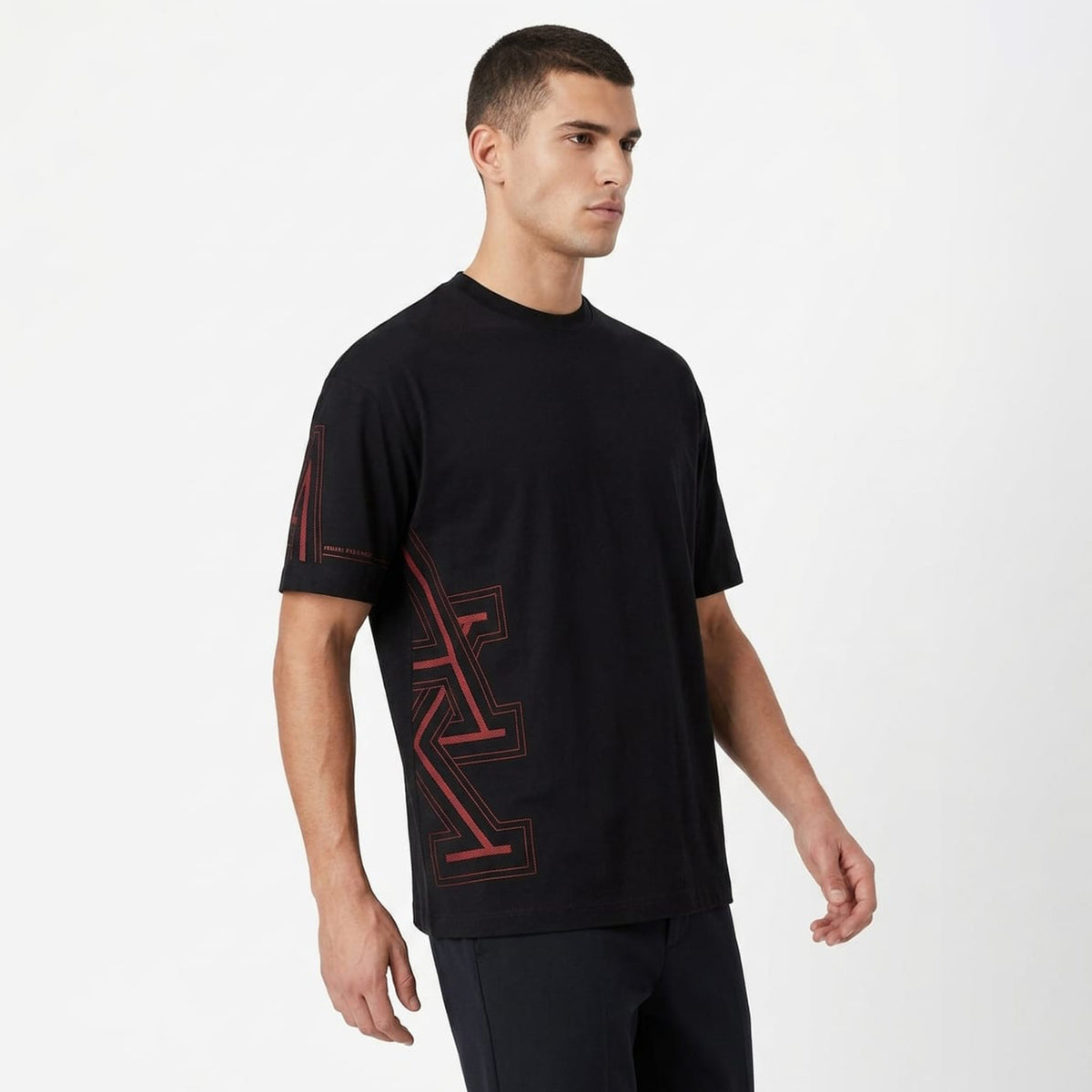 Armani Exchange Men`s Side PrintT-shirt  Black