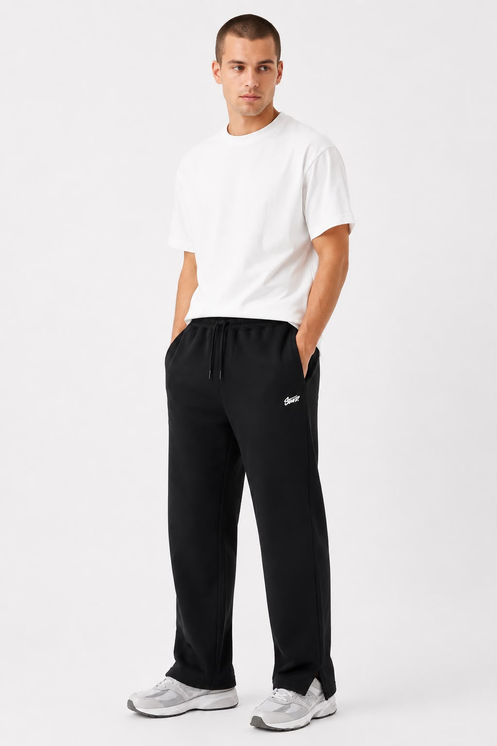 Pull&Bear STWD uncuffed joggers in black