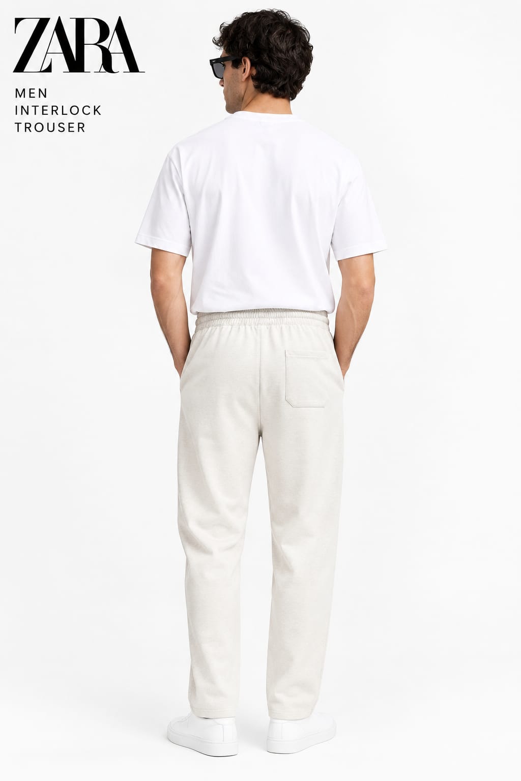 Zara Men's Lycra interlock relaxed fit trousers Off White