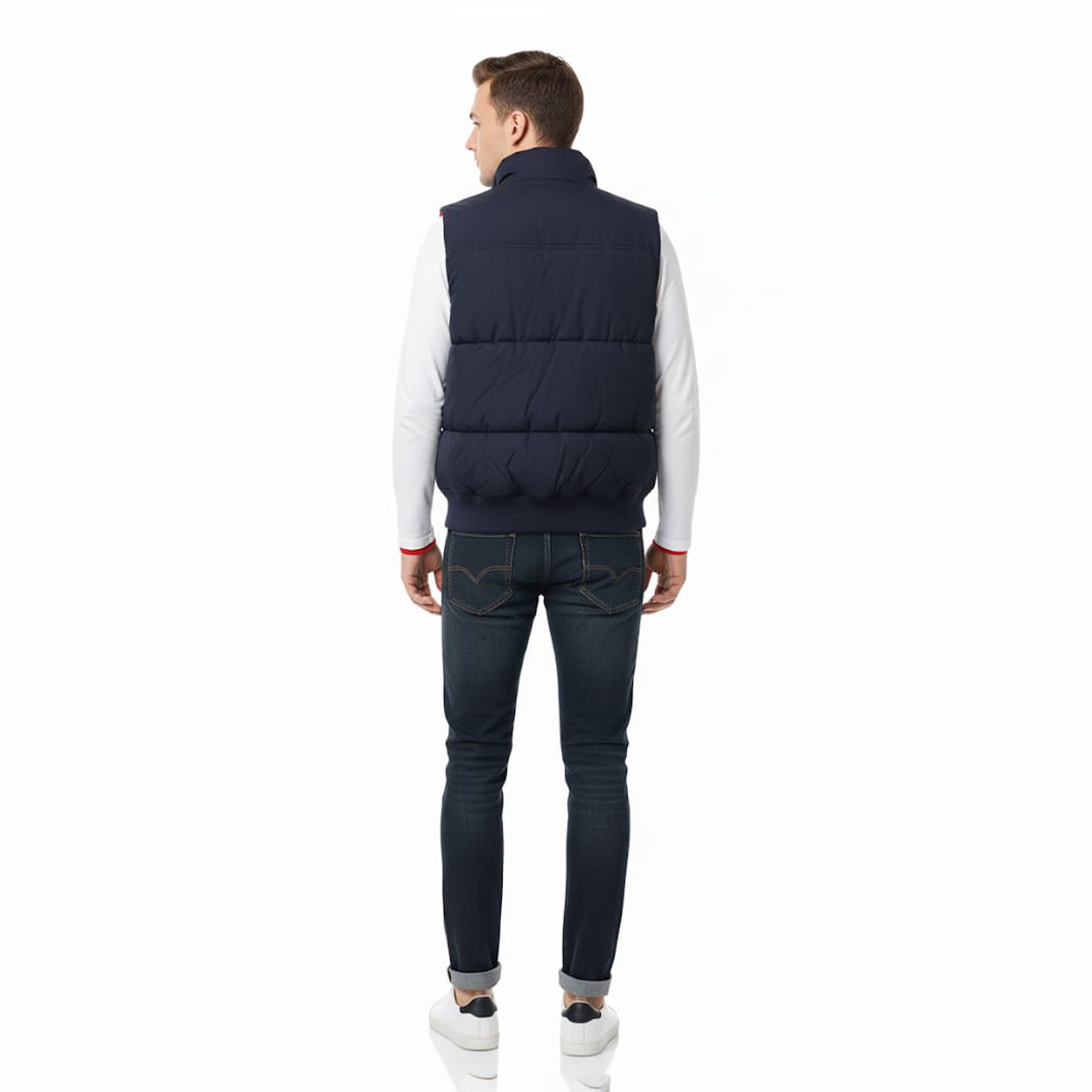 A & F Down branded vest for men, women in Blue