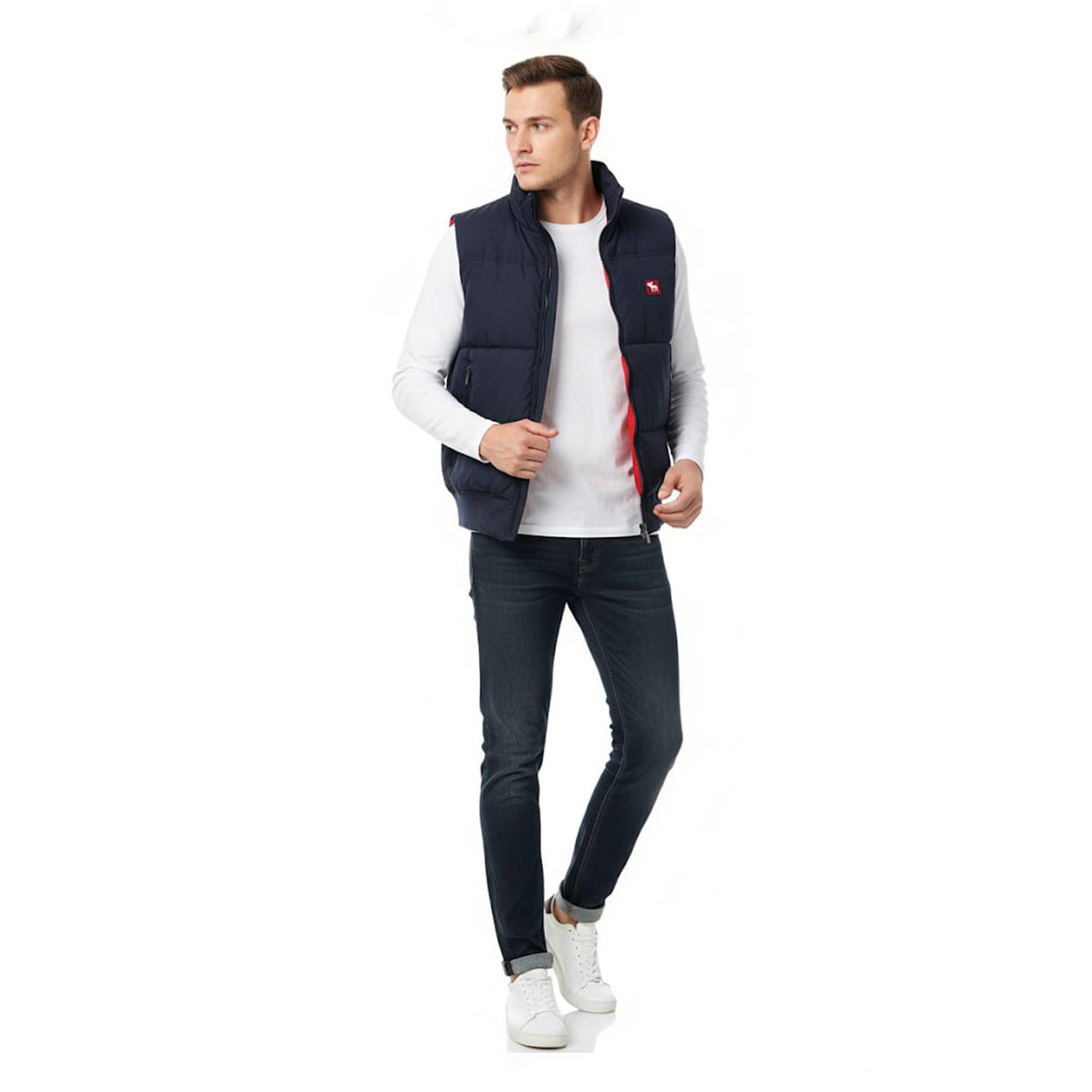 A & F Down branded vest for men, women in Blue