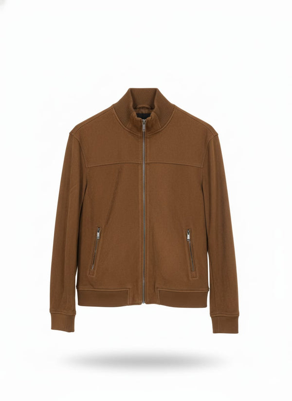 MD Brown Suede Stand Collar Jacket
