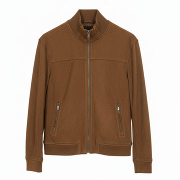 Massimo Dutti Brown Suede Stand Collar Jacket