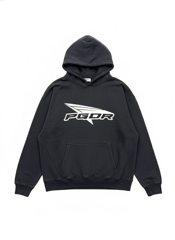 PGDOR Big Logo Oversized Black Hoodie