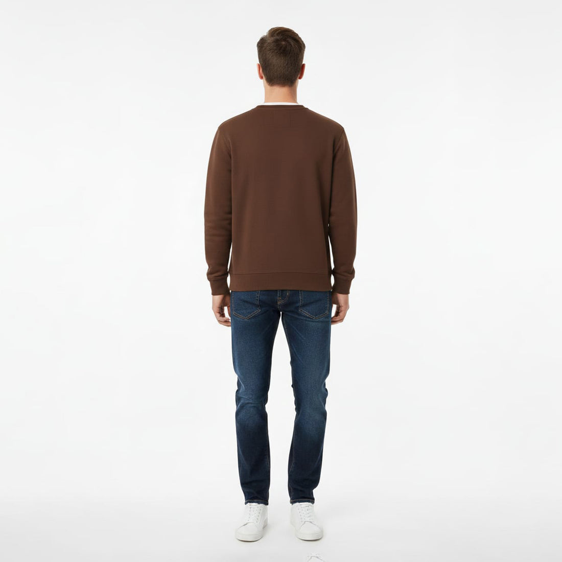 Moncler Cotton Fleece Sweatshirt with Suede Pocket Brown