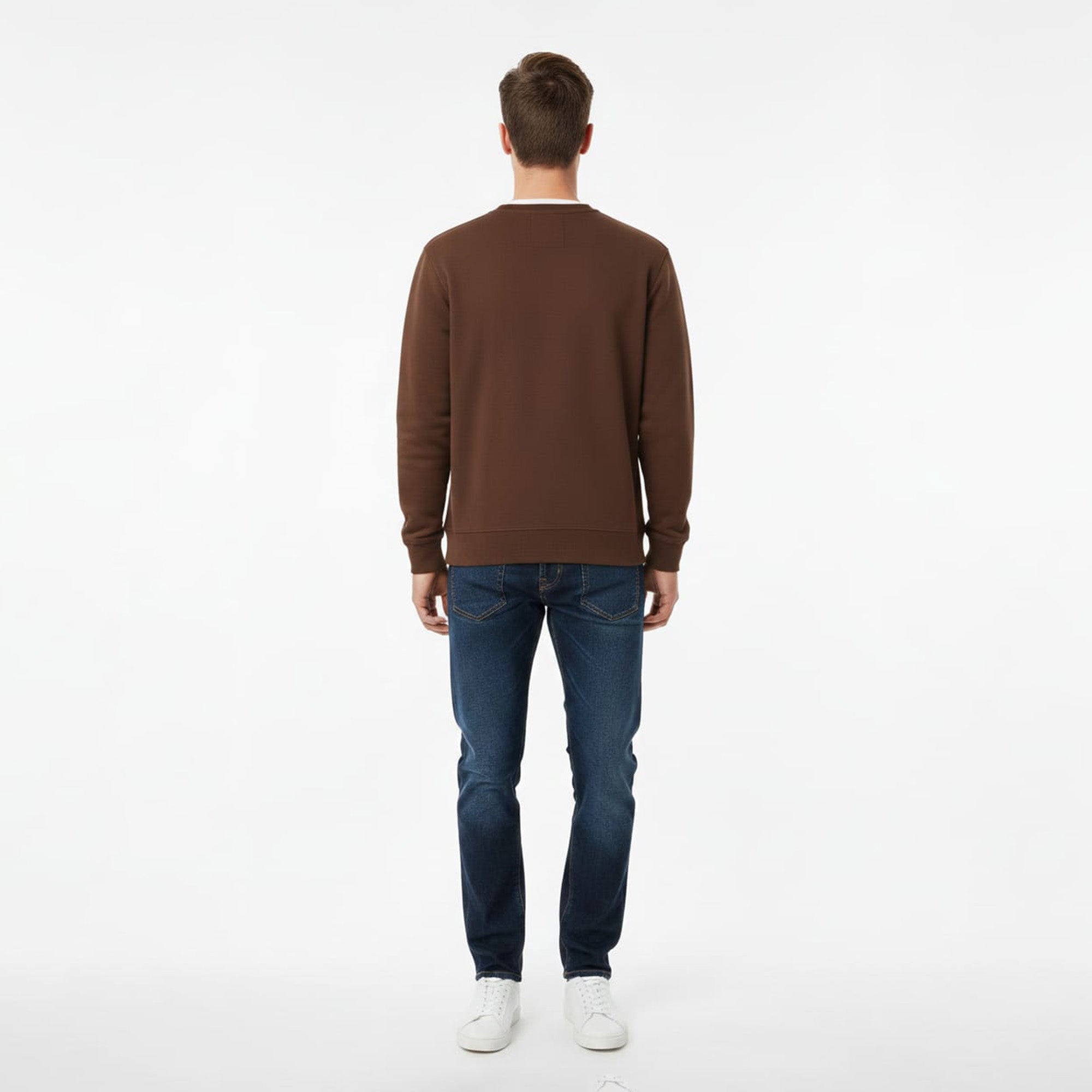 Moncler Cotton Fleece Sweatshirt with Suede Pocket Brown