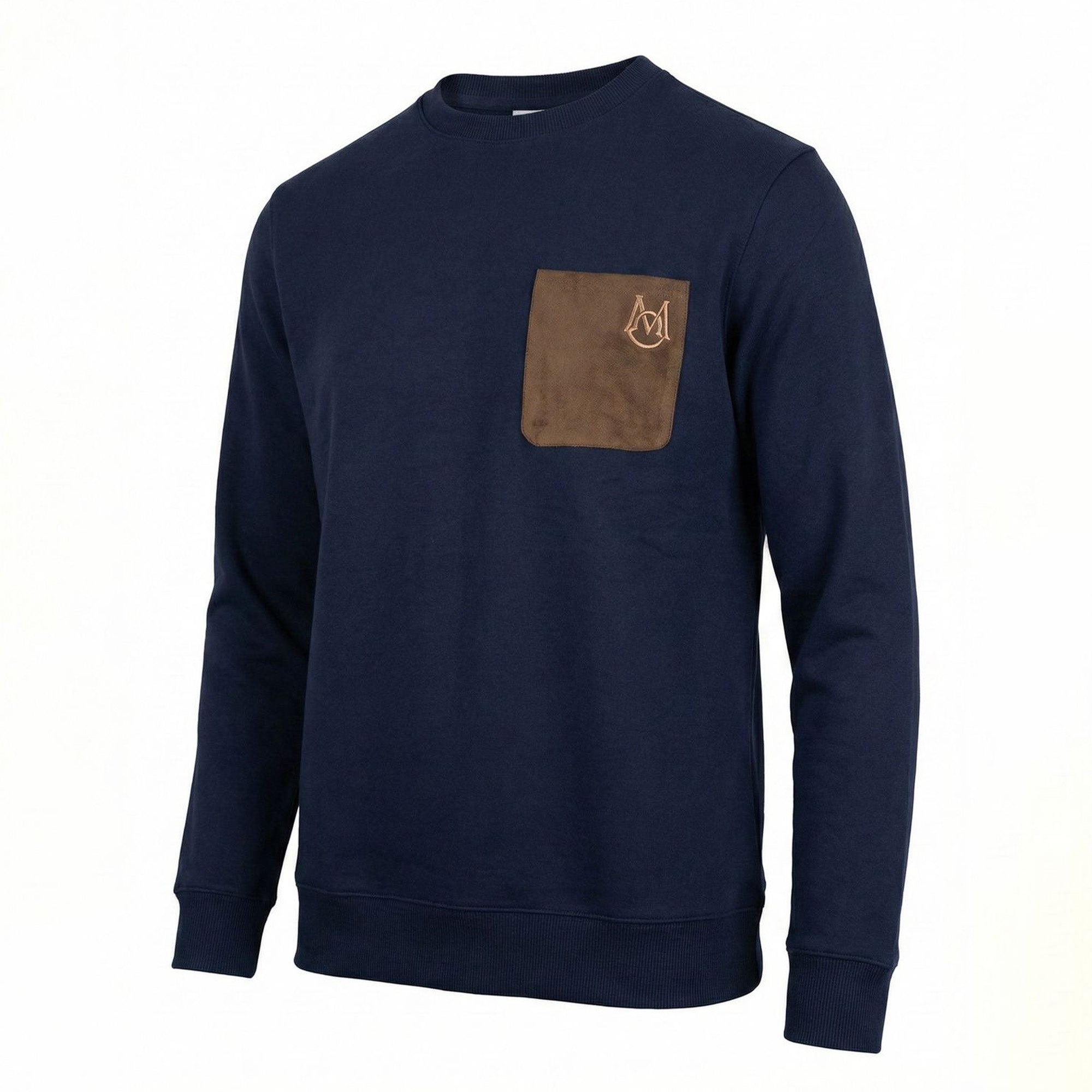 Moncler Cotton Fleece Sweatshirt with Pocket Navy Blue