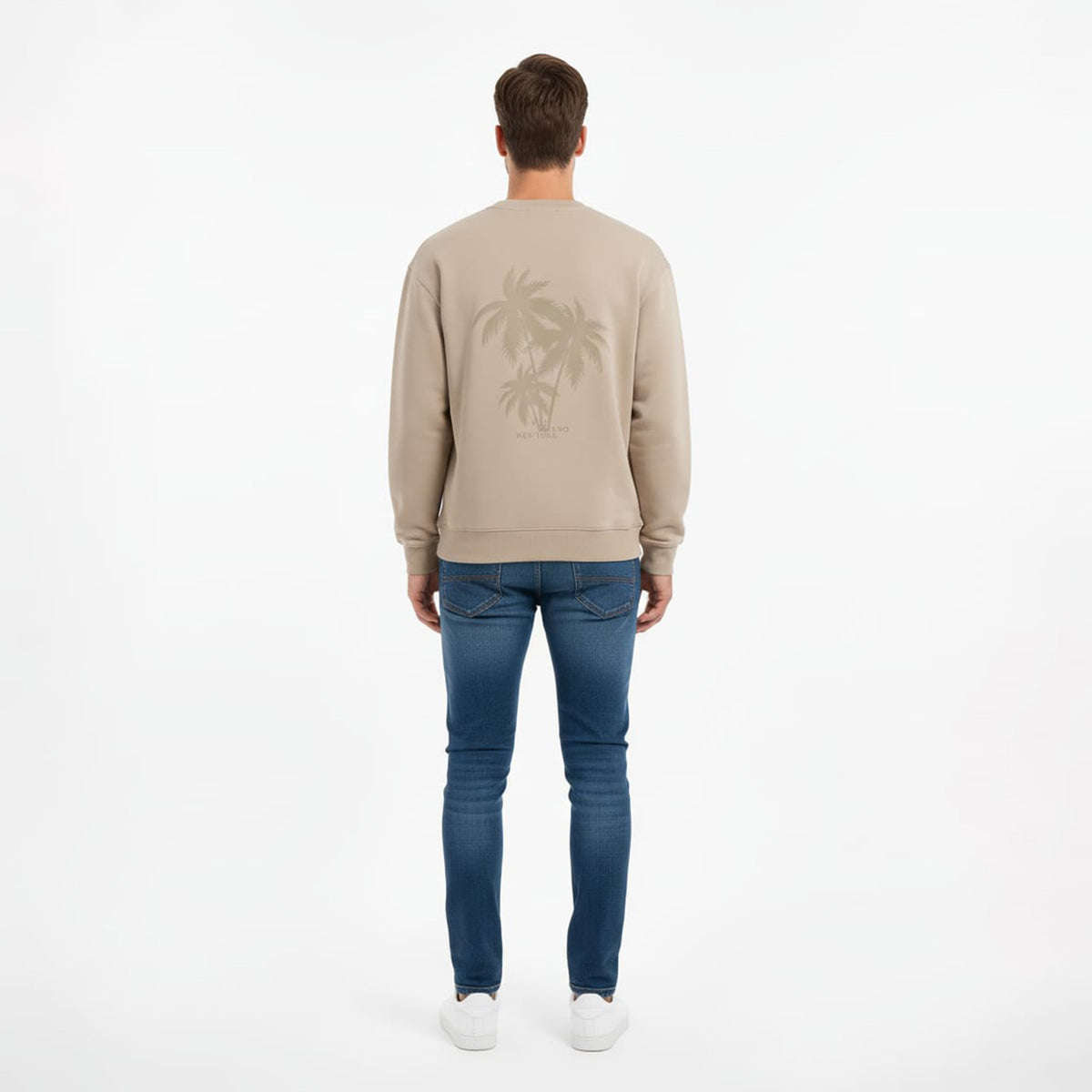 Armani Exchange Linear Logo Sweatshirt in Beige