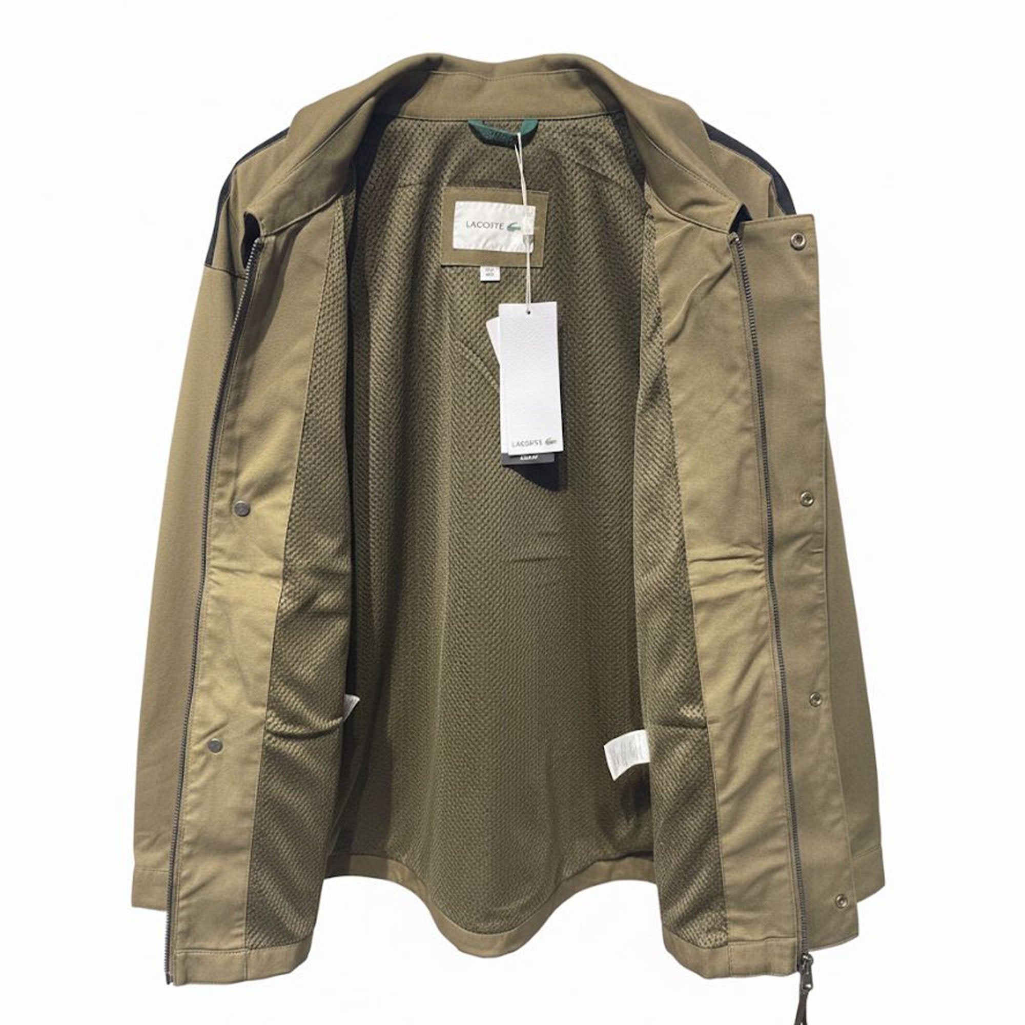 Lacoste Light Weight Short Parka Jacket W/Pockets Olive Green