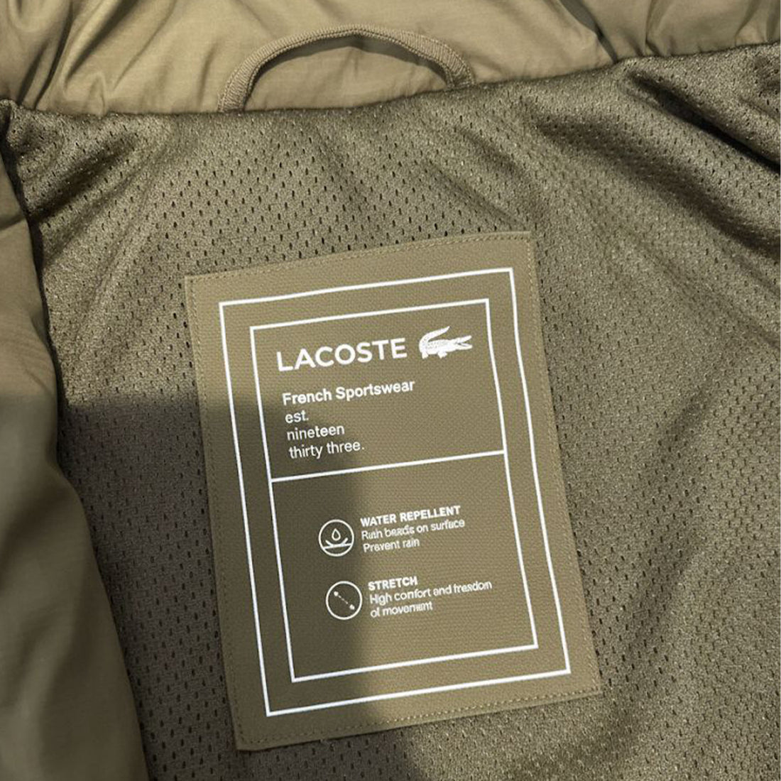Lacoste Light Weight Short Parka Jacket W/Pockets Olive Green