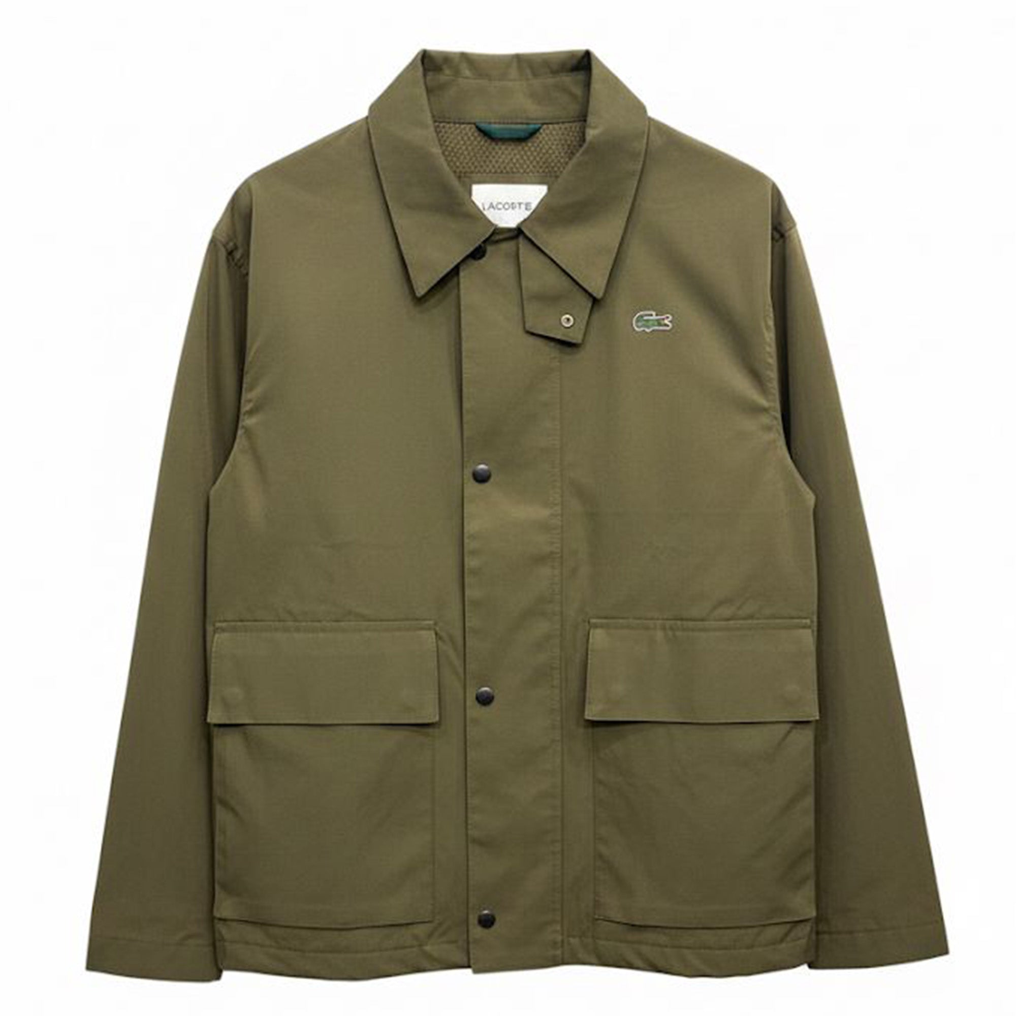 Lacoste Light Weight Short Parka Jacket W/Pockets Olive Green