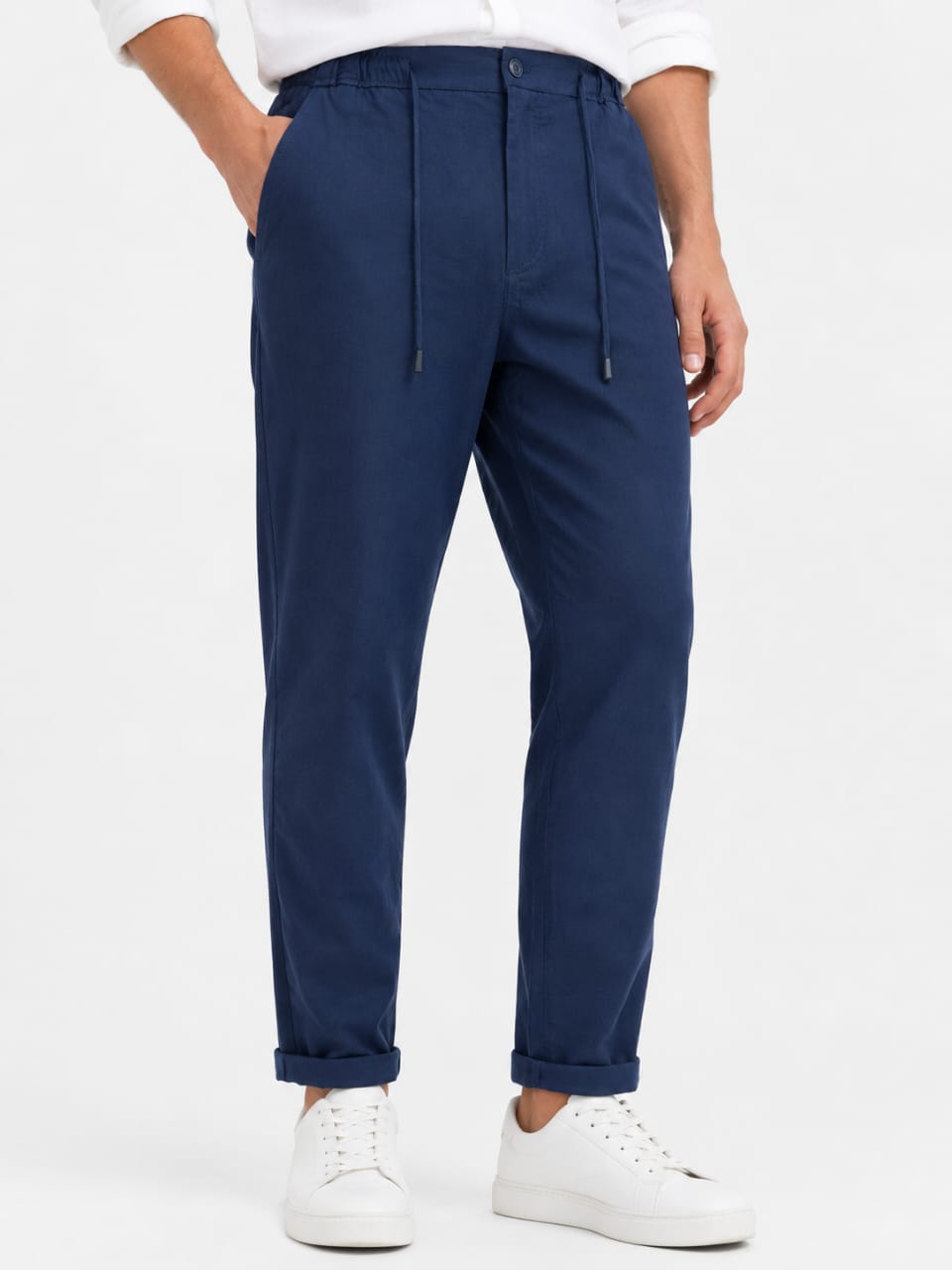 Zara Navy Blue Cotton Linen Trousers