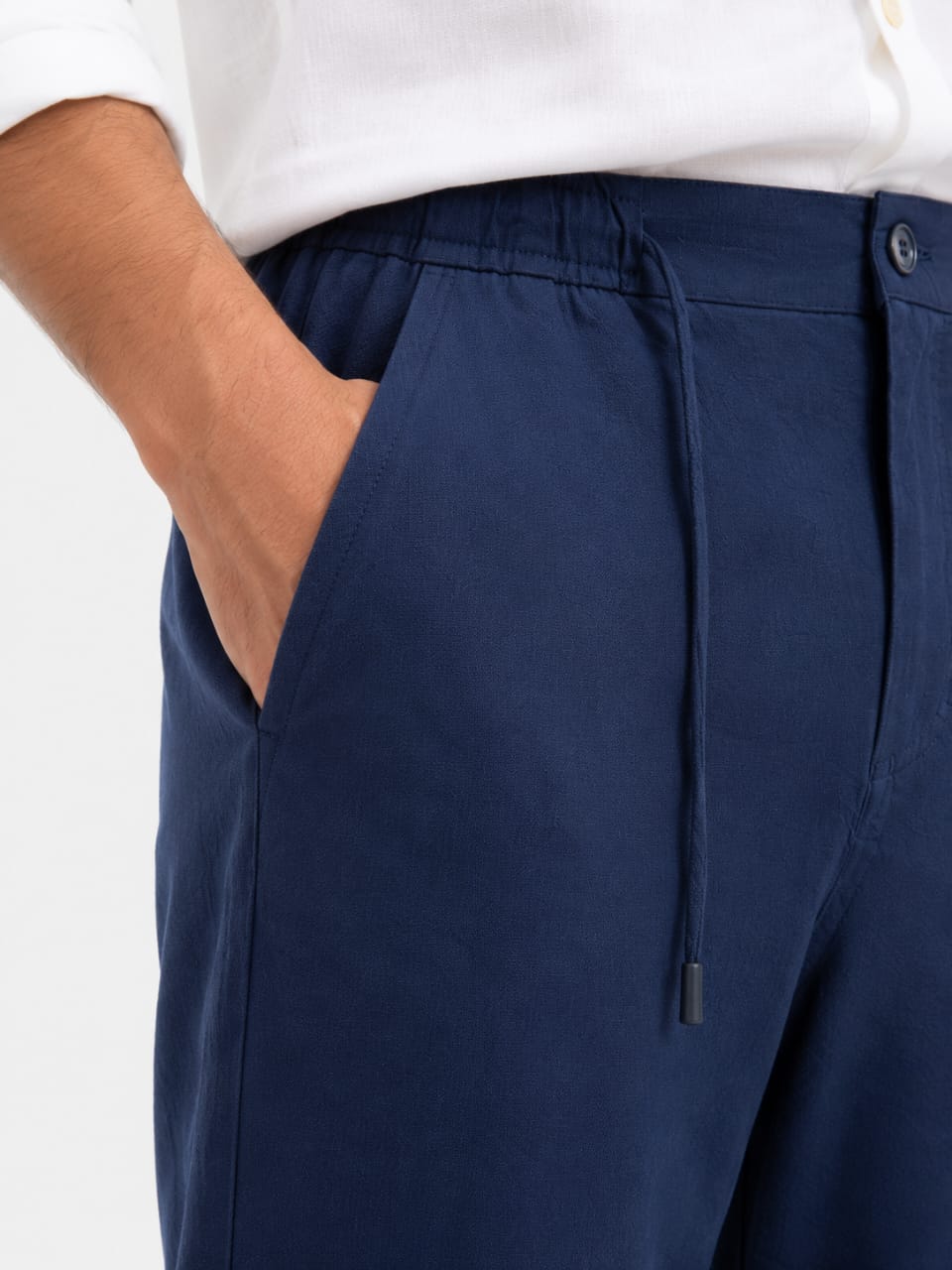 Zara Navy Blue Cotton Linen Trousers