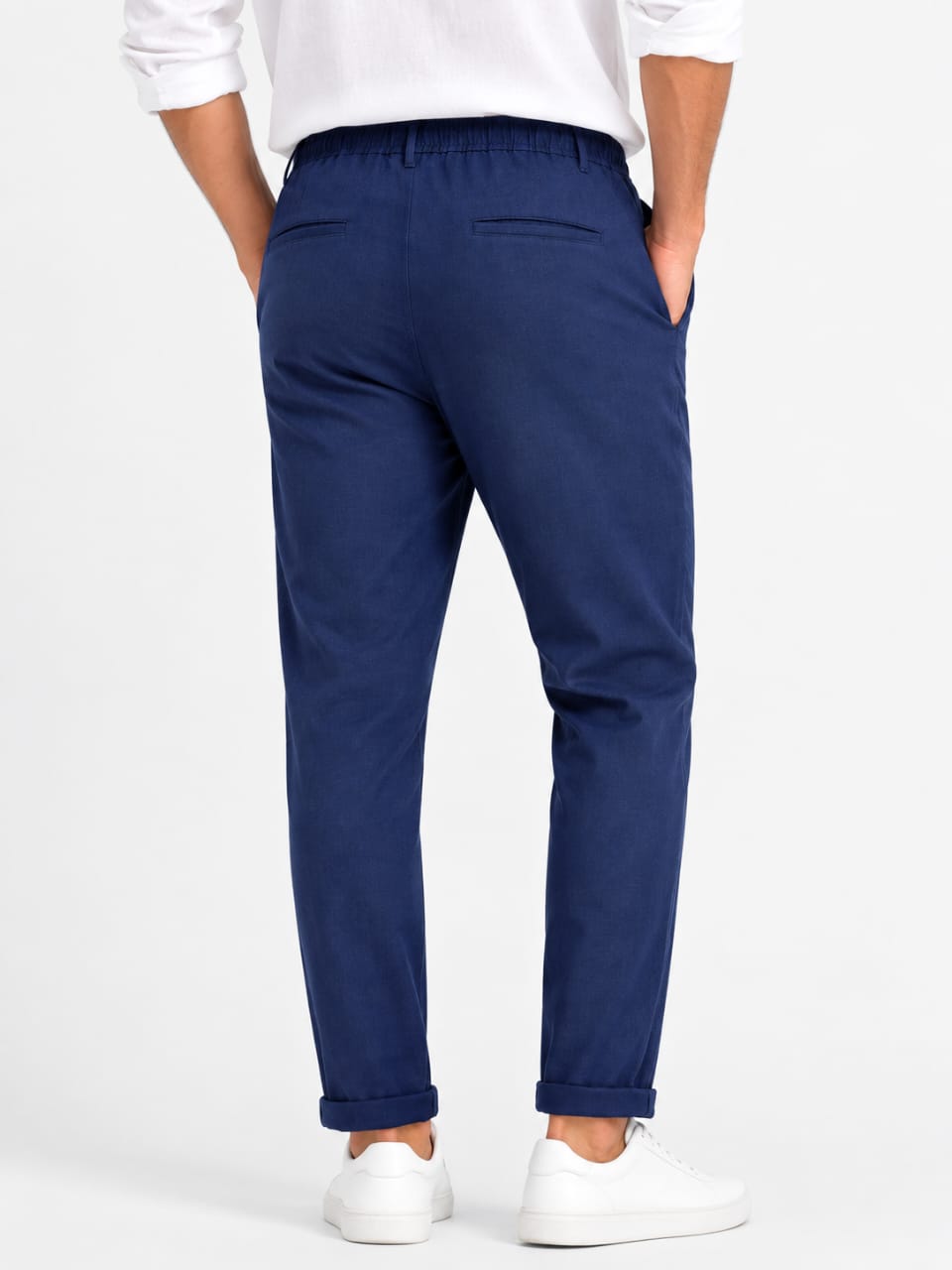 Zara Navy Blue Cotton Linen Trousers