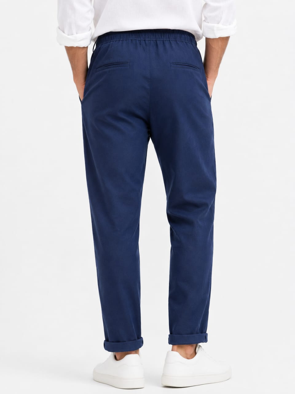 Zara Navy Blue Cotton Linen Trousers