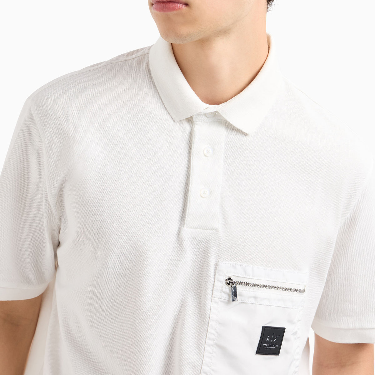 Short-sleeved cotton polo with pocket