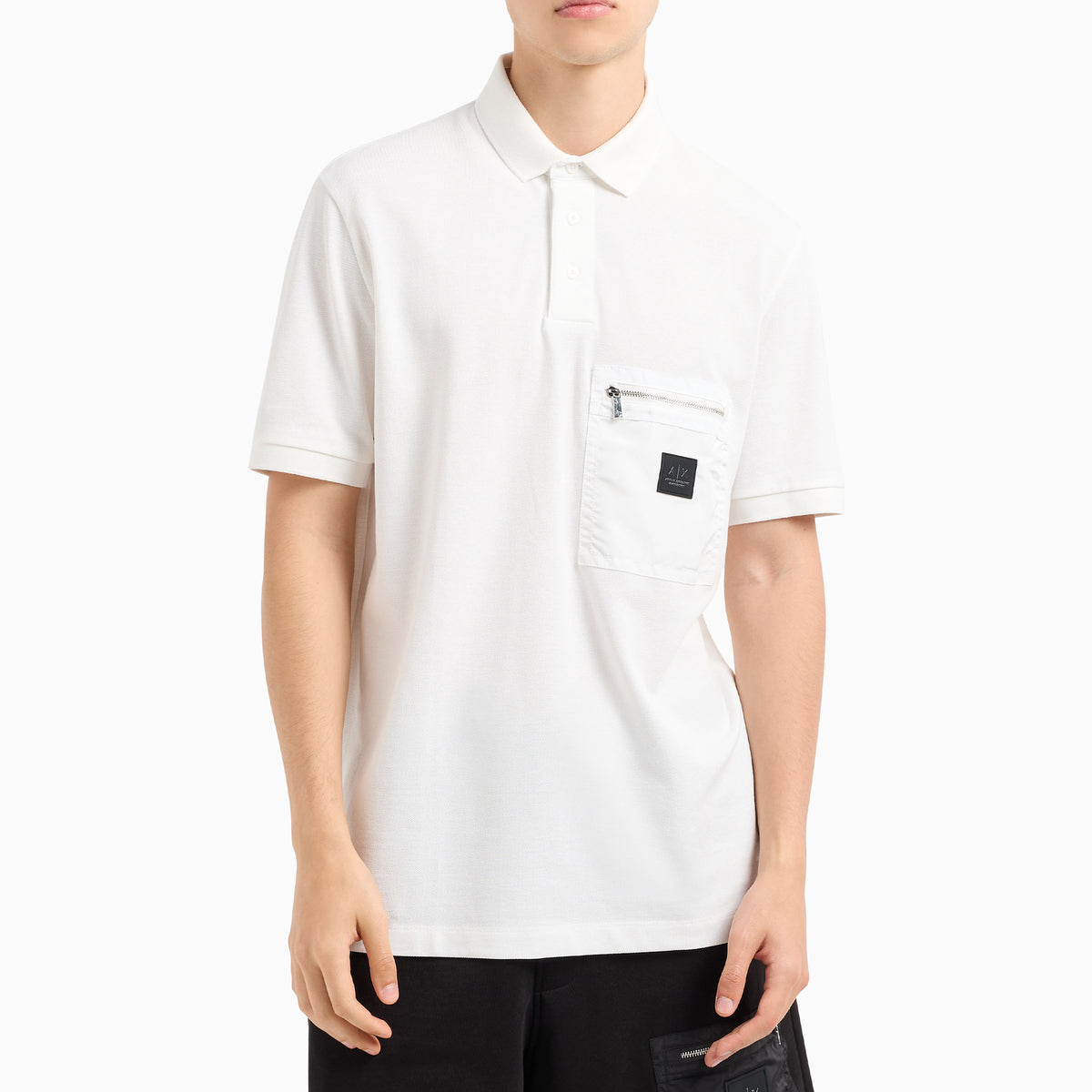 Short-sleeved cotton polo with pocket