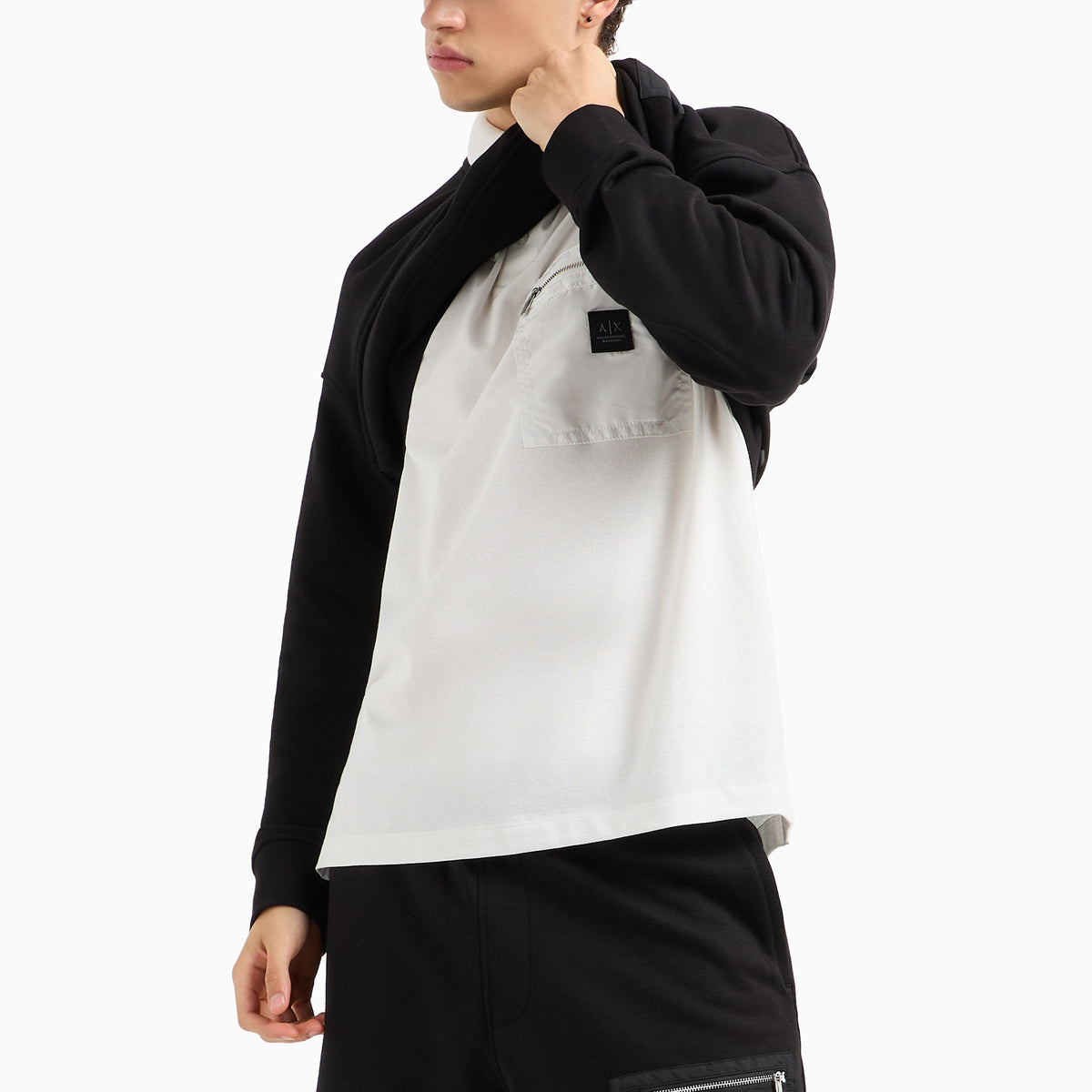 Short-sleeved cotton polo with pocket