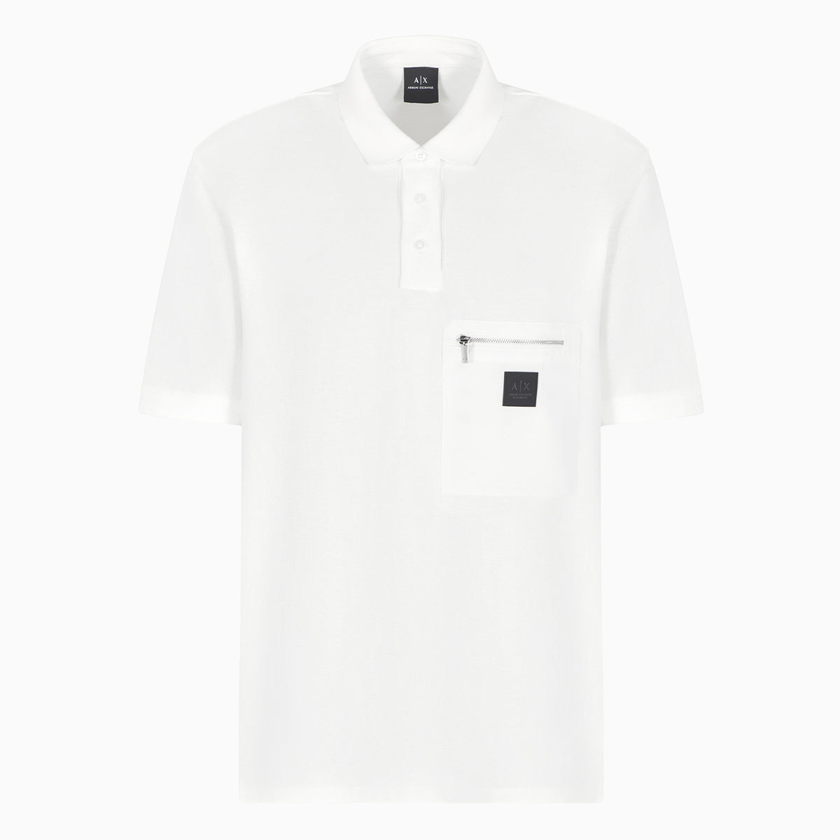 Short-sleeved cotton polo with pocket